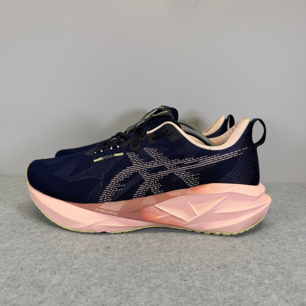 Asics Novablast 3 Womens Shoes Size 9.5 Navy Peach Running Sneakers 1012B765